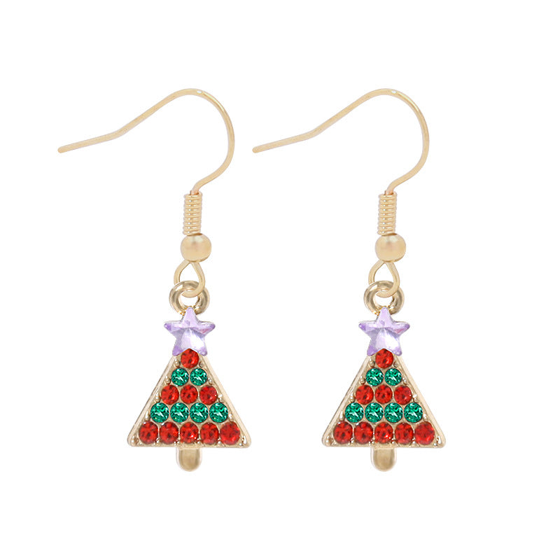 Wholesale Diamond Bell Snowflake Christmas Tree Earrings
